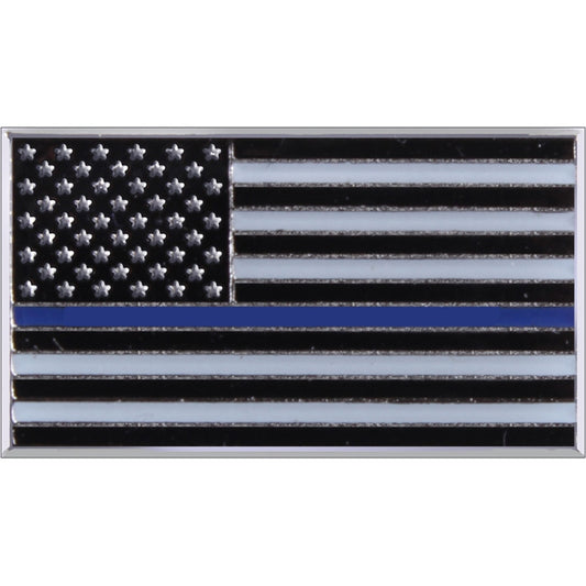 Thin Blue Line "Support the Police" US Flag Pin