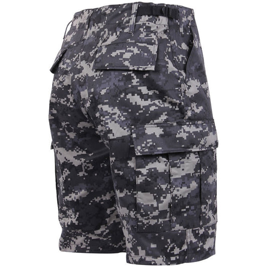 Subdued Urban Digital Camouflage - Tactical Cargo BDU Shorts - Polyester Cotton Twill - Button Fly