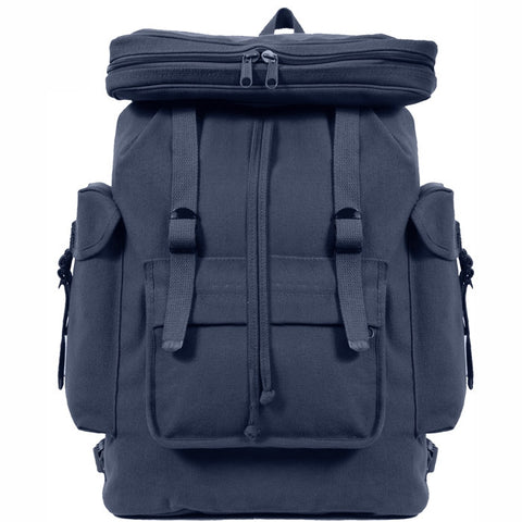 Navy Blue - Canvas European Style Rucksack Backpack - Galaxy Army Navy