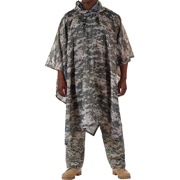 ACU Digital Camouflage - GI Enhanced Military Style Poncho - Polyester Ripstop