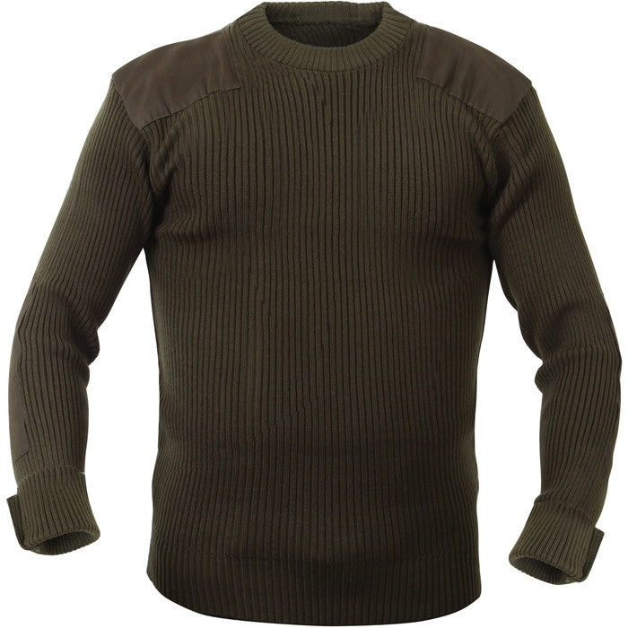 Olive Drab - Military Style Commando Acrylic Crewneck Sweater