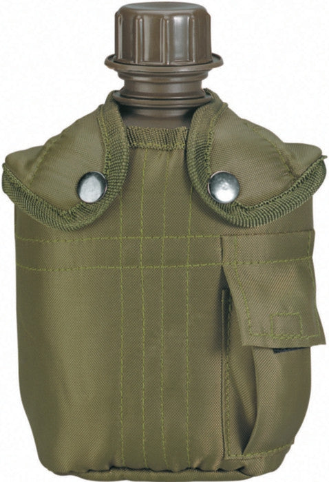 Olive Drab - Military GI Style 1 Quart Plastic Canteen with Cover