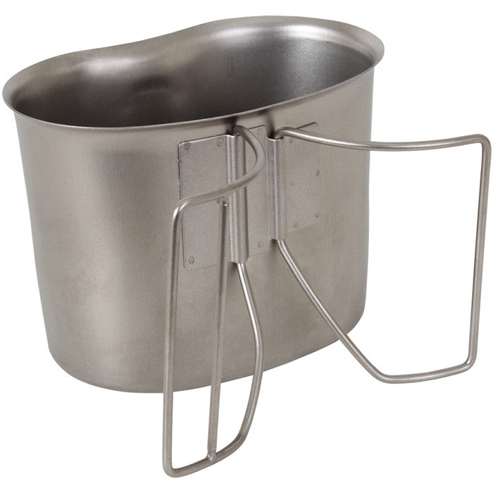 Stainless Steel Military Camping 1 Quart Canteen Cup with Butterfly Handle