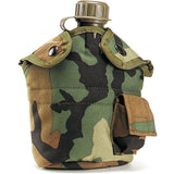 Woodland Camouflage - Military GI Style Enhanced 1 Quart Canteen Cover - Nylon