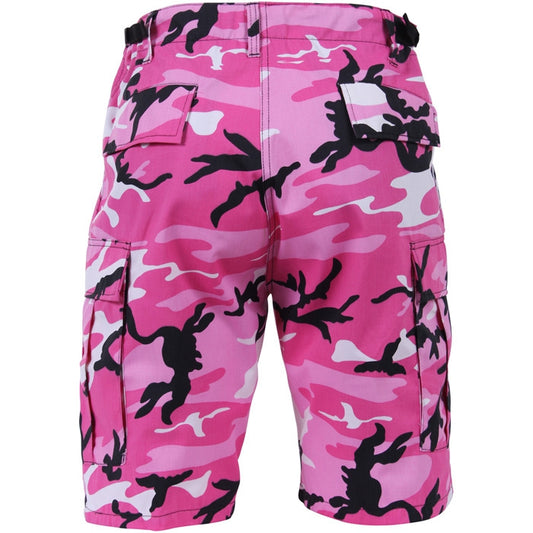 Pink Camouflage - Tactical Cargo BDU Shorts - Polyester Cotton Twill - Button Fly