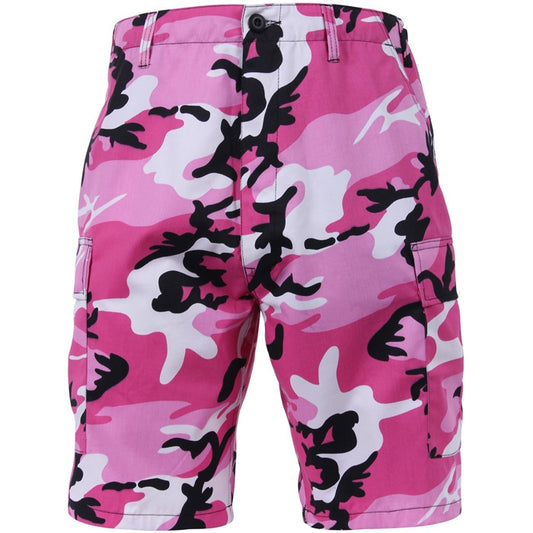 Pink Camouflage - Tactical Cargo BDU Shorts - Polyester Cotton Twill - Button Fly