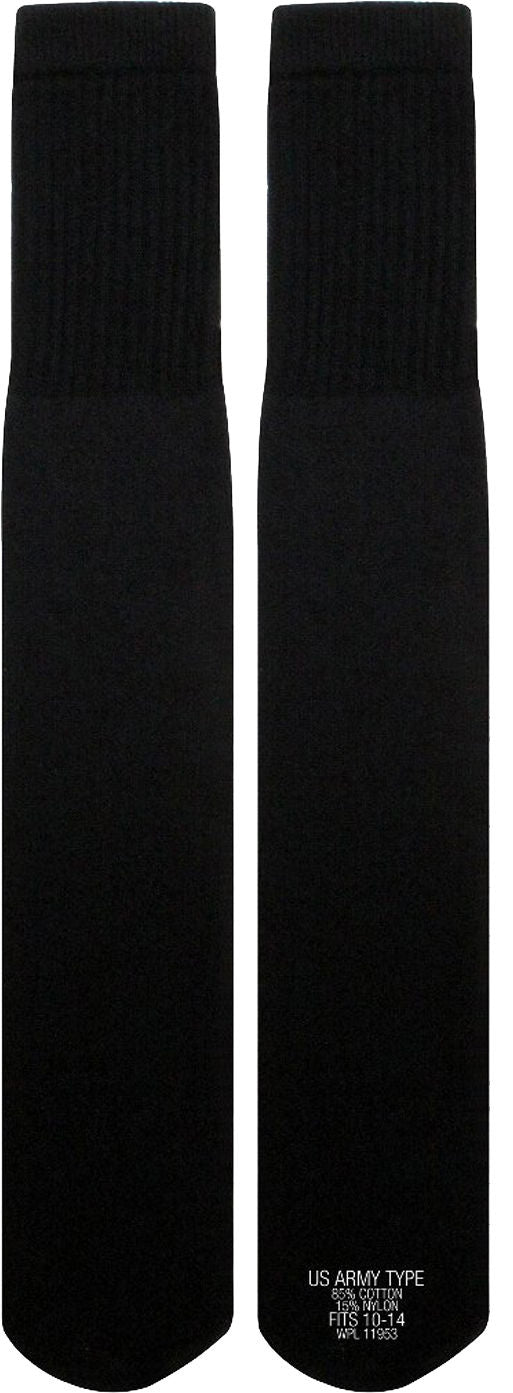 Mens Military Long Tube Socks Pair - Size 10 - 14, US Made
