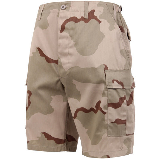 Tri-Color Desert Camouflage - Tactical Cargo BDU Shorts - Polyester Cotton Twill - Button Fly