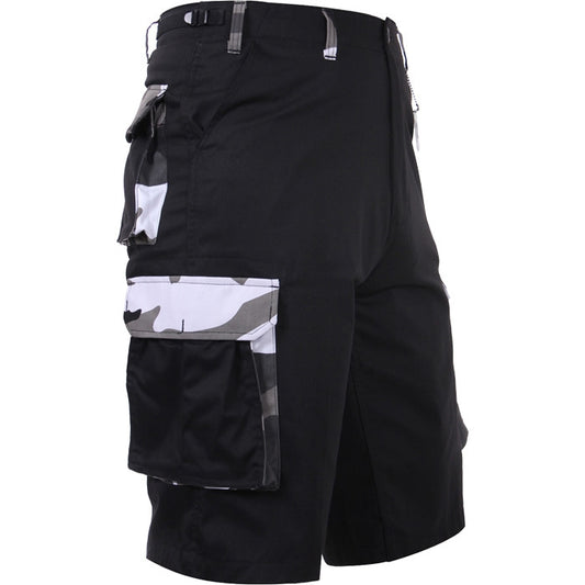 Black with City Camo - Tactical Cargo BDU Shorts - Polyester Cotton Twill - Zipper Fly