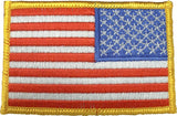 Red White Blue - Reversed US Flag Sew On Patch with Gold Border