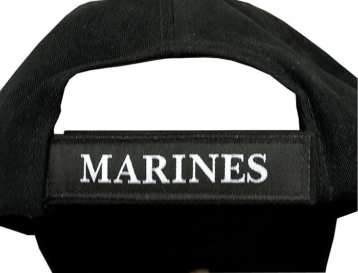 Black - USMC Deluxe Adjustable Cap with Globe and Anchor Emblem