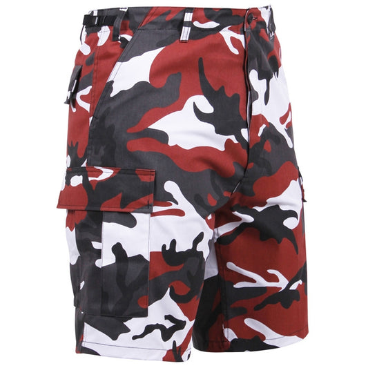 Red Camouflage - Tactical Cargo BDU Shorts - Polyester Cotton Twill - Button Fly