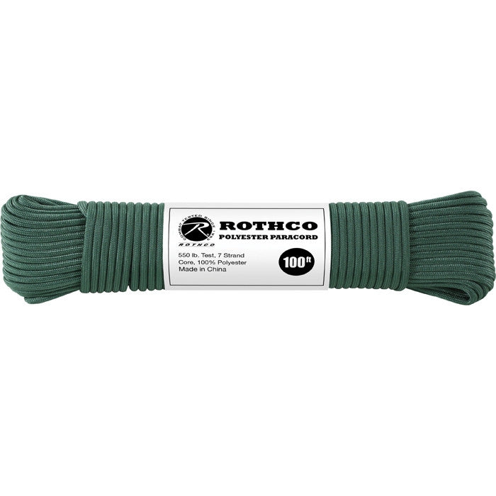 Hunter Green - Polyester 550 LB Tested 100 Feet Paracord Rope