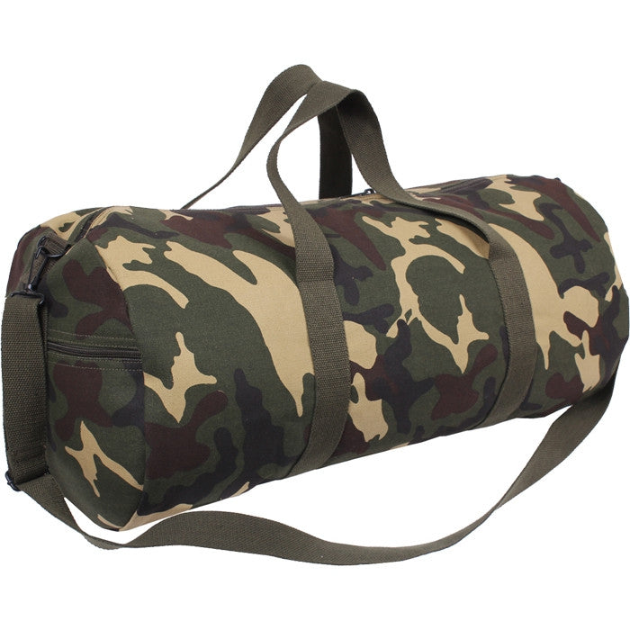 Woodland Camouflage Heavyweight Cotton Canvas Duffle Bag Sports Gym Shoulder & Carry Bag 24