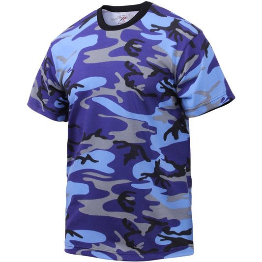 Electric Blue Camo - Tactical Short Sleeve T-Shirt, Poly/Cotton