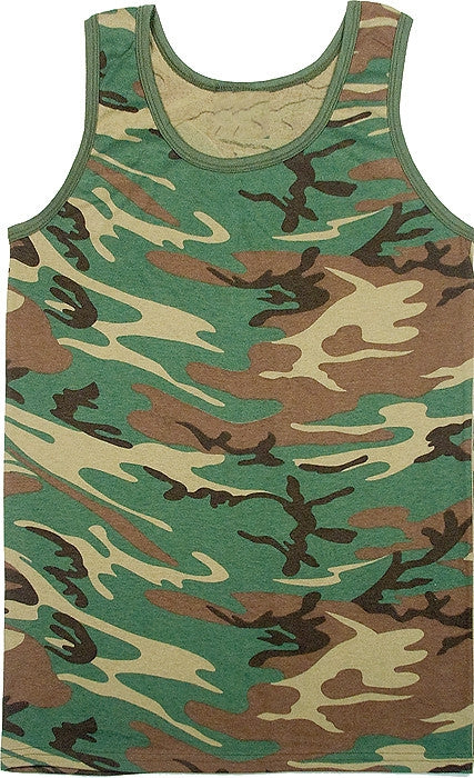 Woodland Camo - Tactical Tank Top, Poly/Cotton - Men's