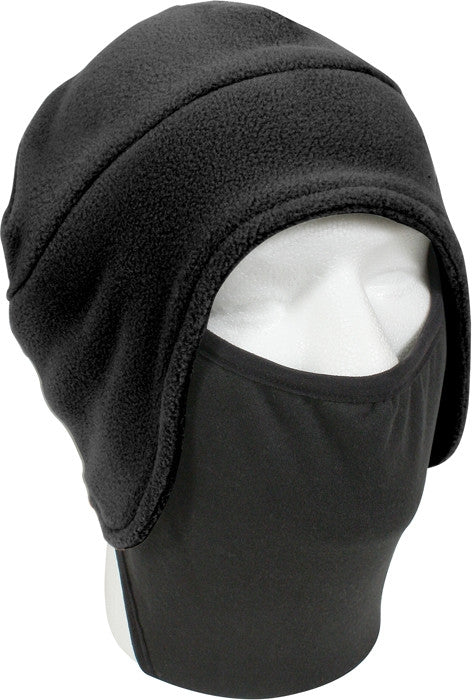 Black - Convertible Fleece Cap with Face Mask