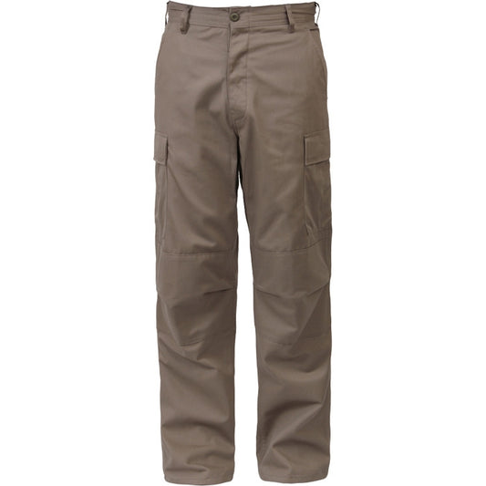 Khaki - Tactical BDU Pants Cargo Fatigues - 100% Cotton Rip-Stop - Button Fly