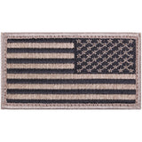 Khaki Black - Reversed US Flag Patch with Hook and Loop Closure
