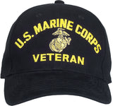 Black - US MARINE CORPS VETERAN Low Profile Deluxe Adjustable Cap