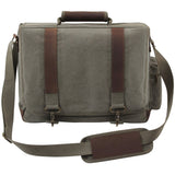 Olive Drab - Pathfinder Laptop Shoulder Bag - Leather Canvas