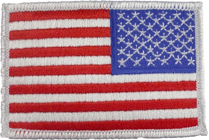 Red White Blue - Reversed US Flag Sew On Patch with White Border
