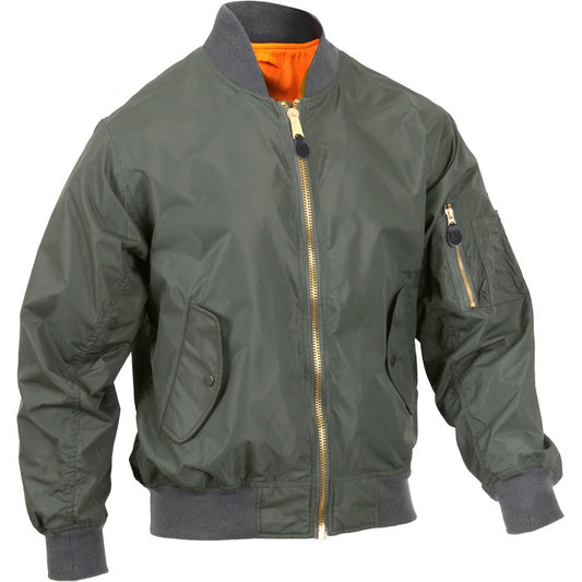Sage Green - Lightweight Air Force MA-1 Bomber Flight Jacket - Enhanced Nylon - Men's