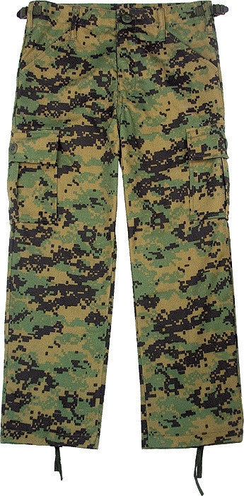 Digital Woodland Camouflage - Kids Military BDU Pants - Galaxy Army Navy