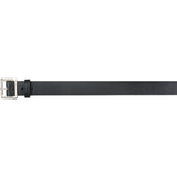 Black - Military Garrison Belt with Chrome Buckle - Bonded Leather