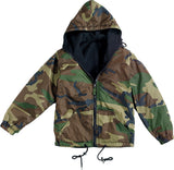 Woodland Camouflage - Reversible Fleece Lined Insulated Hooded Winter Jacket Coat
