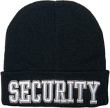 Black - Deluxe SECURITY Embroidered Watch Cap with White Lettering