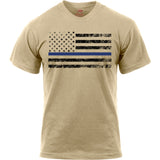 Desert Sand - Thin Blue Line Black American Flag Law Enforcement T-Shirt