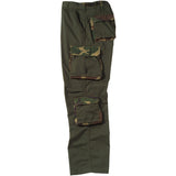 Olive Drab - Military Vintage Fatigue Pants with Woodland Camouflage Army Rigid Accent