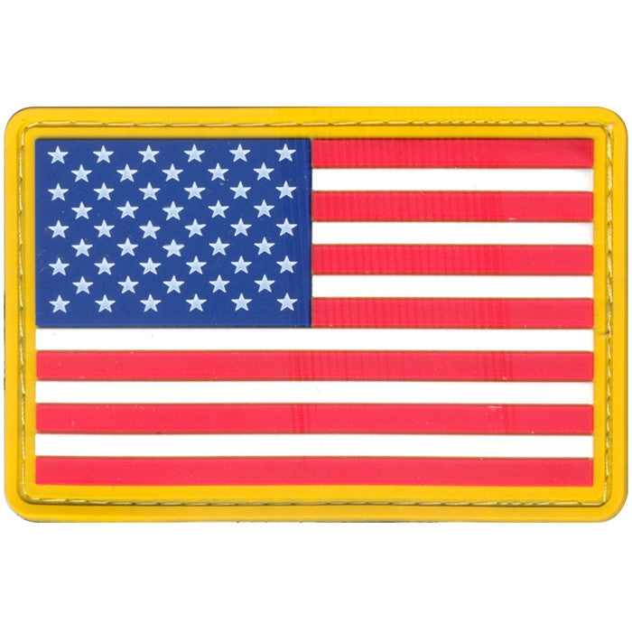 Red-White-Blue Gold Border - PVC US Flag Patch with Hook Back
