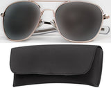 Gold - Military 52mm Air Force Pilots Aviator Sunglasses with Case - Smoke Lenses
