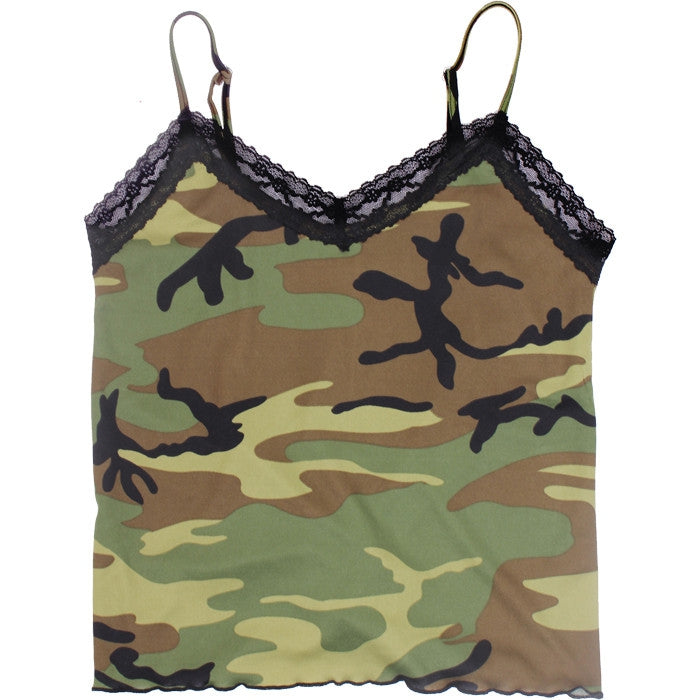 Woodland Camouflage - Womens Lace Trimmed Camisole