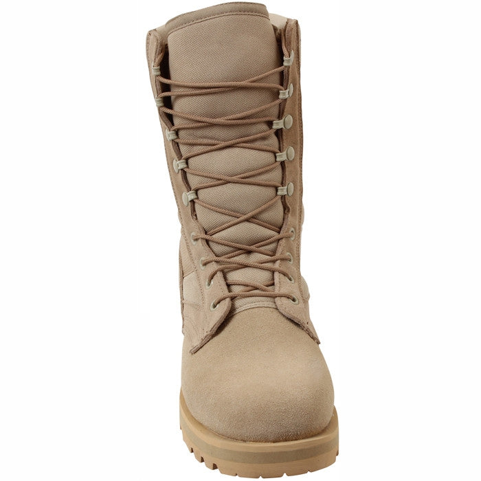 Desert Tan Sierra Lug Sole Military Desert Boots - 8 Inch Leather & Cordura Tactical Combat Boots