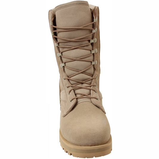 Desert Tan Sierra Lug Sole Military Desert Boots - 8 Inch Leather & Cordura Tactical Combat Boots