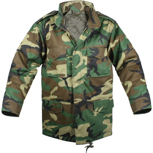 Woodland Camouflage - Tactical M-65 Field Jacket Fatigue Coat with Built In Liner - Kid's