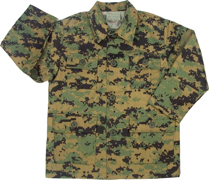 Kids Digital Woodland Camouflage - Military BDU Shirt