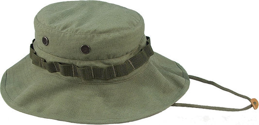 Olive Drab - Vietnam Era Vintage Style Boonie Hat - Wide Brim Bucket Cap