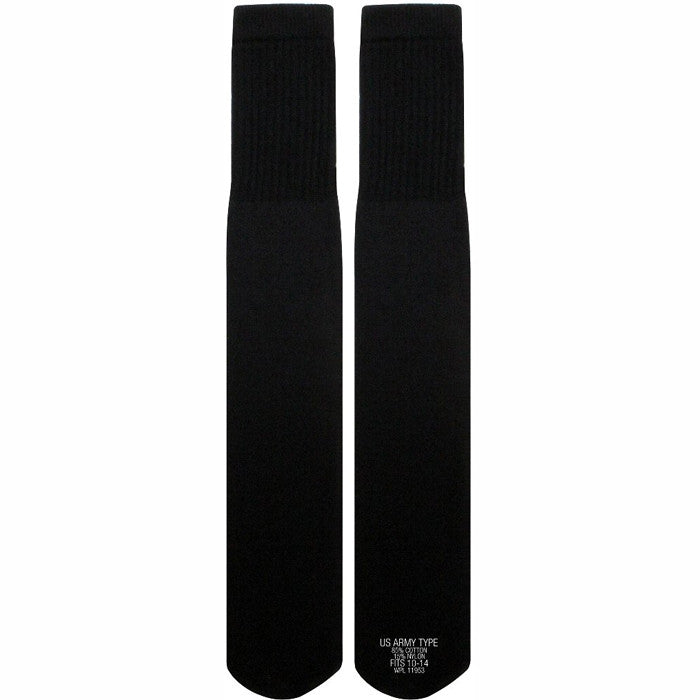 Black - Military GI Style Tube Socks Pair - USA Made