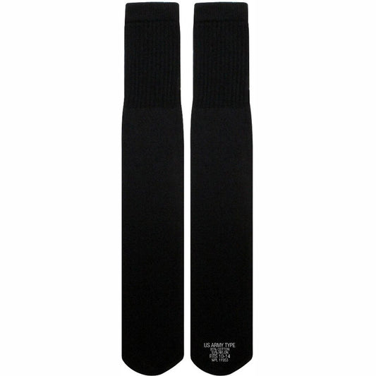 Black - Military GI Style Tube Socks Pair - USA Made