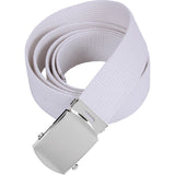 White - Military Web Belt with Chrome Buckle