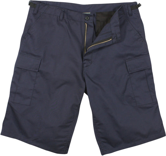 Navy Blue - Tactical Cargo Extra Long BDU Shorts - Polyester Cotton Twill - Zipper Fly