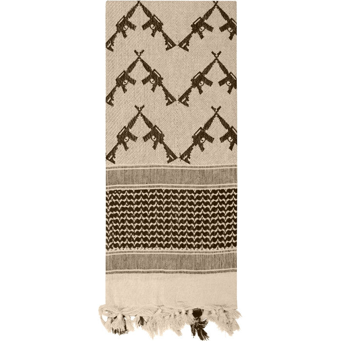 Tan - Crossed Rifles Shemagh Tactical Desert Scarf