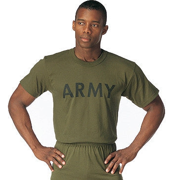 Olive Drab - ARMY Physical Training PT T-Shirt, Poly/Cotton