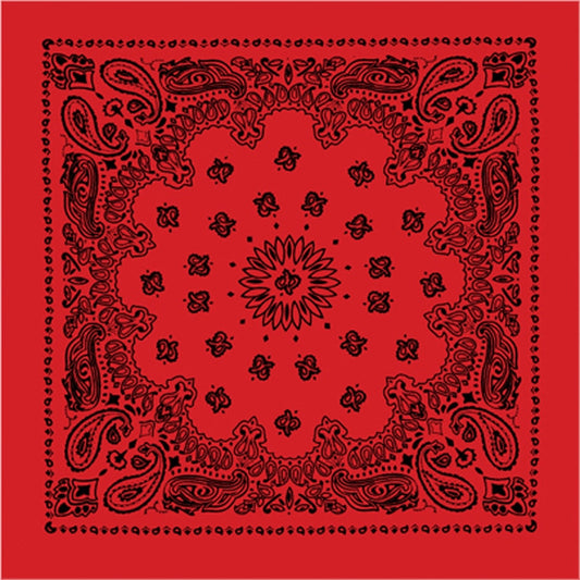 Red - Trainmen Bandana with Black Print 22 in. x 22 in.