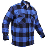 Blue Black Buffalo Plaid - Sherpa Lined Flannel Jacket