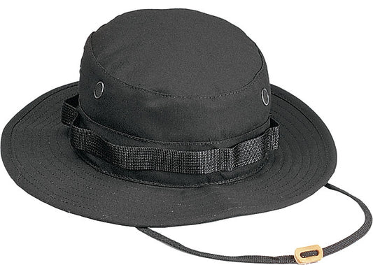 Black - Tactical Military Boonie Bucket Hat - Polyester Cotton